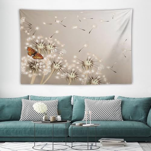 Kurtect Nature Tapestry,Floral Dandelion Flying Butterfly Flower Plant Theme Print Tapestries for Living Room Party Beach Picnic Blankets Tablecloths Wall Decor, 40x60 in - color: Flower-6, size: 60"L x 40"W