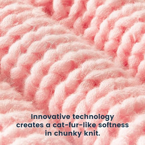 SLEEP ZONE Throw Blanket for Couch - Chunky Knit Hollow Blanket, Throw Blankets for Bed, Handmade Long Plush Cat Yarn, Soft Fluffy Knit Blankets Home Decor (Pink, 40x50in) - color: Pink, size: 40*50