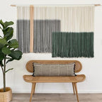Macrame Wall Hanging Green Large Dip Dye Fiber Wall Art Bohemian Yarn Tapestry Wall Décor 57''W*35''L - color: Green