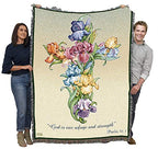 Pure Country Weavers Iris Cross Blanket - Sympathy Bereavement Gift Tapestry Throw Woven from Cotton - Made in the USA (72x54) - color: Iris Cross, size: 72" x 54"