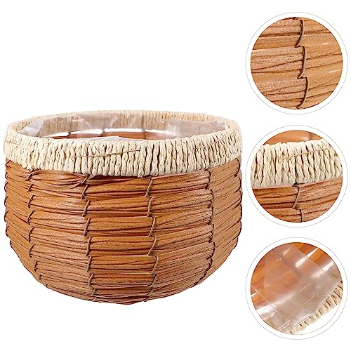 GANAZONO Woven Plant Pot Basket 9.05X9.05X5.70In Natural Rattan Handwoven Indoor Outdoor Decorative Flower Planter Storage Organizer - size: 23X14.5CM
