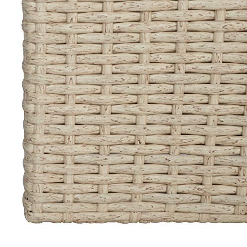 SAFAVIEH Outdoor - Rita Beige Wicker 3-Tier Plant Stand with Baskets, Vertical Flower Rack Planter Shelf for Patio, Balcony, Garden, 32.28"W x 11.02"D x 24.8"H (PAT7705B) - color: Beige