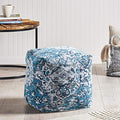 Foamma Pouf Ottoman Blue, 16"x16"x16" - Square Ottoman Foot Rest for Living Room and Bedroom, Pouf Footstool, Foot Rest for Couch, Boho Furniture for Home - color: Blue