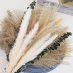 Pampas Grass Decor, Dried Flower Bouquet with Bunny Tail Grass, Pampas Grass & Eucalyptus, Boho Centerpieces for Tables & Floors - Dried Floral Arrangement, Fall Grass & Stylish Olive Green Wall Décor