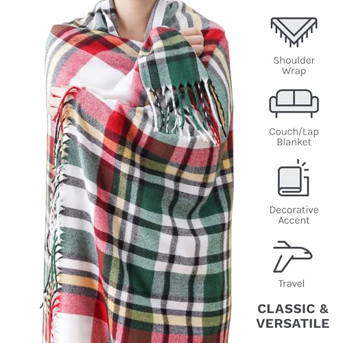 BATTILO HOME Christmas Green Plaid Throw Blanket for Couch Bed, Decorative Red Green Blanket Throw, Buffalo Checkered Plaid Blankets and Throws Farmhouse Style for Home Christmas Decor 50"x60" - color: Red Green Plaid