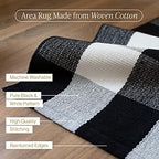 Bloom & Breeze B&B Buffalo Plaid Rug, Black and White Chekered Rug, Outdoor Runner Rug for Layering, Front Porch Rug, Buffalo Plaid Outdoor Mat, Washable Chekered Runner Rug (28" x 44")