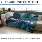 Pure Country Weavers Moonlight Garden Olive by Episodic Drawing - Gift Tapestry Throw Blanket Woven from Cotton - Made in The USA (72x54) - color: River and Sky, size: 72x54