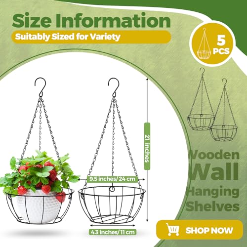 Nuogo 5 Pcs Plant Hanger Metal Plant Hanger Hanging Plant Holder 9.5 Inches Decorative Hanging Baskets for Plants Metal Hanging Planter Plant Shelf for Garden Porch Balcony Flower Pots Indoor Outdoor