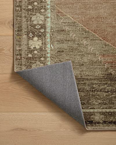 Loloi Magnolia Home by Joanna Gaines Sinclair Collection SIN-06 Clay/Tobacco 8'-6" x 11'-6", .25" Pile Height, Machine Washable, Area Rug - color: Clay / Tobacco, size: 8'6" x 11'6" (Rectangular)