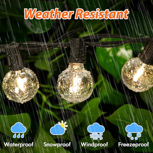 100FT LED Outdoor String Lights with 3 Color Lights, Dimmable String Lights for Outside with Remote, G40 Globe Waterproof Patio Lights with 50+2 Shatterproof Bulbs for Party Backyard BBQ House Camping - color: Black, size: 100FT-3CCT