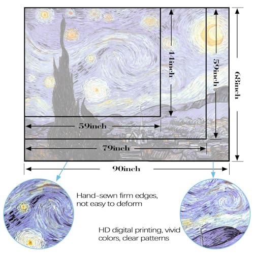 Yeoiat Van Gogh Tapestry Starry Night Wall Tapestry, Moon Tapestries for Bedroom Art Tapestries Wall Hanging for Bedroom Living Room 44"x60" - color: Purple Blue, size: 60"L x 44"W
