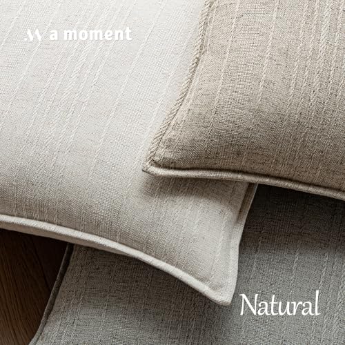 a moment Linen Pillow Covers Set of 2,Boho Farmhouse Throw Pillowcases Neutral Textured Decorative Covers for Couch Sofa Bed, Soft Linen Blend Accent Case Cushion Living Room Home Decor 20"x20"Ivory - color: Ivory, size: 20" x 20" (Pack of 2)