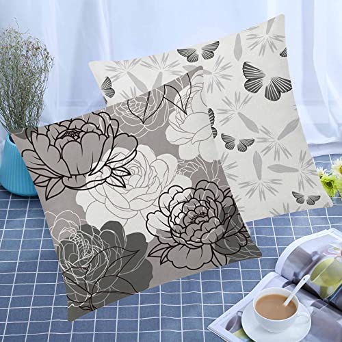 COMMINY Grey Pillow Covers 18x18 Set of 6 Decorative Daisy Flower Throw Pillow Cover for Couch Modern Cushion Cover for Patio Living Room Cushion Bed Farmhouse Home Decor - color: Grey White Daisy, size: 18" x 18" (Pack of 6)