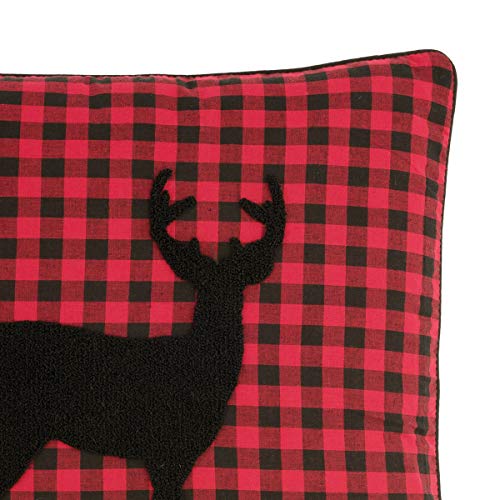 C&F Home Plaid Woodford Deer Silhouette Tufted 100% Cotton Accent Throw Pillow 18" x 18" All Seasons Fall Harvest Autumn Summer Lodge Cabin Rustic Lakehouse Home Living Room Sofa Couch Chair Bed