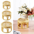 Rattan Plant Stands,Small Boho Rattan Wicker Round Riser Plant Stand,Indoor Flower Pot Stand,Decorative Flower Shelf Bonsai Rack Garden Plant Pot Riser Holder - size: L (7.87 x 4.72 inches)