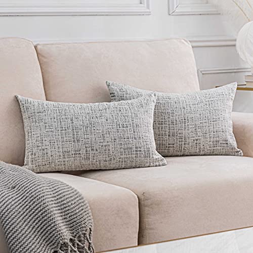 Home Brilliant White Lumbar Pillow Cover 12x20 Chenille Plush Velvet Oblong Decorative Throw Pillow Covers Pillowcases for Bed Couch Sofa, Set of 2, 12 x 20 inches(30x50cm), Cream Mix Black - color: Cream Mixed Black, size: 20" x 12" (Pack of 2)