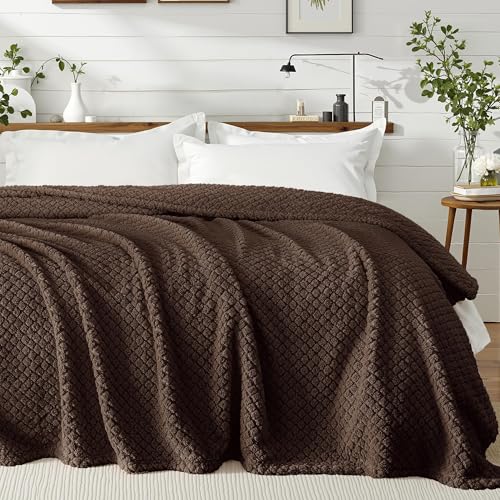 Exclusivo Mezcla Twin Size Fleece Blanket for Bed, Extra Soft Warm Decorative Fuzzy Blanket for Women, Lightweight Cozy Bedding Blankets, 60x80 Inches, Coffee - color: Coffee, size: Twin ( 60x80 IN )