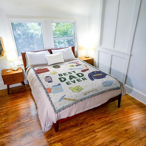Pure Country Weavers Best Dad Ever Blanket - Gift Tapestry Throw Woven from Cotton - Made in The USA (72x54) - color: Best Dad Ever, size: 72x54