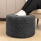 Round Plush Ottoman Pouf Stuffed– Fluffy Ottoman Foot Rest with Modern Foam Filler 20" x 14" Cozy Floor Pouf for Living Room & Bedroom (Gray) - color: Grey