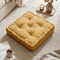 Intelligent Design Floor Pillow - Shredded Foam Filled Meditation & Yoga Cushion, Chenille Tufted, Handsewn Scalloped Edge, Oeko-TEX Certified, Azza, 20" x 20" x 5" Yellow - color: Yellow