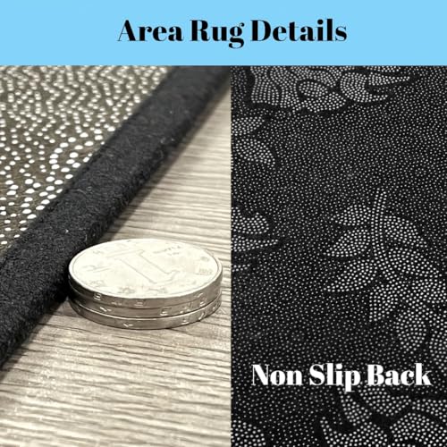 Erosebridal Vintage Floral Area Rug 4'11" x 3'3" Dark Flower Living Room Rugs Retro Botonical Fall Decorative Carpet Vintage Aesthetic Indoor Floor Mat - color: Black White Red, size: 3'3" x 4'11" (Rectangular)