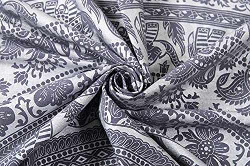 Popular Handicrafts Printed Curtains Panels Set of 2 Indian Hippie Bohemian Beautiful Elephant Mandala Curtain Panels Grey Silver 42x100 Inch - color: Grey Silver, size: 42"W x 100"L (Pack of 2)