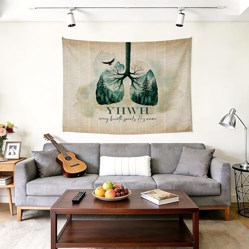 gsgfdshf YHWH Lung Forest Christian Wall Tapestry, Yahweh Inspirational Religious Tapestry Wall Hanging for Bedroom Living Room Home Church Decor, 50x60 Inch - color: Landscape Text-Tapestry-D