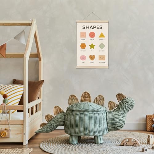 DOI-LANEE Shape Playroom Posters Hanger Frame, 16x12 Inch Shapes Poster for Nursery Kids Room Classroom, Educational Montessori Artwork, Boho Classroom, Learning Wall Art Decor, Homeschool Decor - color: Off-White09