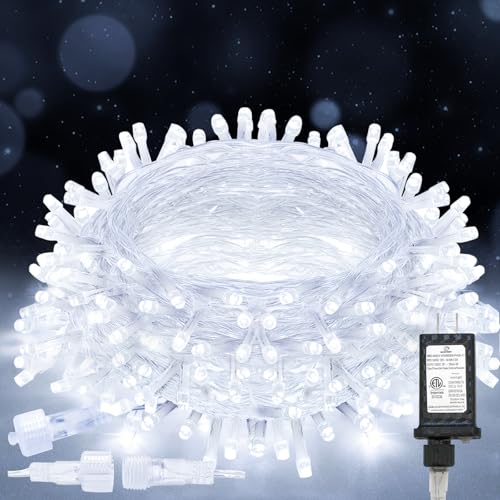 suddus 33ft 100 LED White String Lights with Timer, 12 Modes Christmas Fairy Lights Plug in, Connectable Indoor/Outdoor White Twinkle Lights for Xmas Tree, Bedroom, Garden, Wedding, Party Decorations - color: White, size: 100LED Connectable