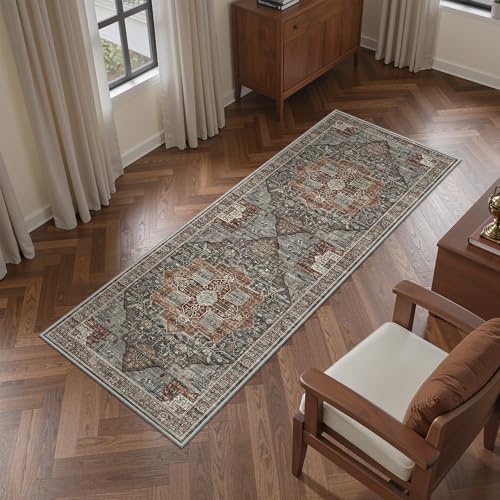 Washable Runner Rug 2x6 Runners for Hallways, Ultra-Thin Carpet Runners for Entryway Anti Slip Backing Runner Rugs for Kitchen Laundry Room Indoor Hallway (Grey/Brown/Tan) - color: Grey/Brown/Tan, size: 2'x6'(Runner)