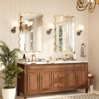 Kelly Miller 32x48 Inch Gold Scalloped Mirror, Large Rectangular Wavy Edge Bathroom Vanity Wall Mirror Decorative for Bedroom Living Room Entryway Fireplace Mantle - size: 48"L x 32"W