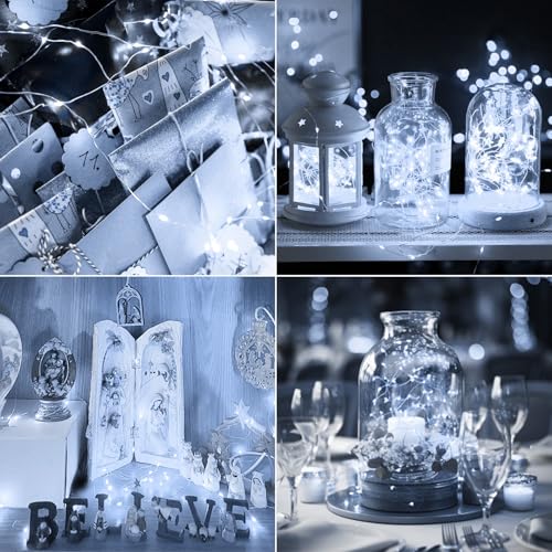 kolpop 6 Pack LED Fairy Lights Battery Operated, Mini Twinkle String Lights Battery Powered Waterproof for Christmas Mason Jars Party,Cool White - color: Cool White, size: 6 Pack