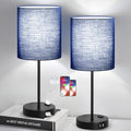 Lynnoland 2 Pack Touch Control Table Lamps with 2 USB & AC Outlet, 3-Way Dimmable Bedside Nightstand Lamps for Bedroom Living Room Nursery, 800 Lumens 5000K Daylight Bulbs Included - color: (2 Pack)Navy Blue & Black(Base)-5000K Bulbs Included