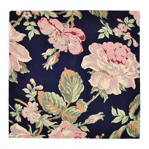 18x18 Tapestry Pillow Cover, Jacquard Woven Botanical Square Vintage Floral Roses Decorative Throw Pillow Sham for Couch, Victorian Accent Cushion Case with Beige Suede (Vintage Garden Palette) - color: Vintage Garden Palette