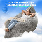 Hobestluk 3 in 1 Bean Bag Chair Giant Bean Bag Chairs for Adults with Chevron Plush Fur Cover Convertible Bean Bag Floor Cushion with Machine Washable Cover for Living Room (Chevron Plush Grey) - color: Lead Grey