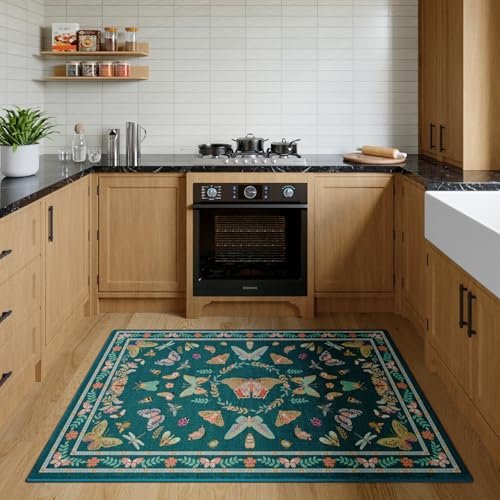 Unirea 3x5 Dark Blue Bedroom Entryway Kitchen Area Rug, Washable Non Slip Boho Insect Rug for Living Room, Bathroom, Home Office, Kids Room, Laundry Room, Soft Low Pile Insect Bug Rugs, Thin Carpet - color: Dark Blue, size: 3'x5'