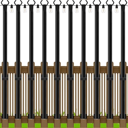 SINLEY 10 Pack 5Ft String Light Poles,Light Poles for Outside String Lights,Outdoor Light Poles with Fork,Metal Pole Stand for Patio,Backyard,Deck - style: 10 Pack 5Ft