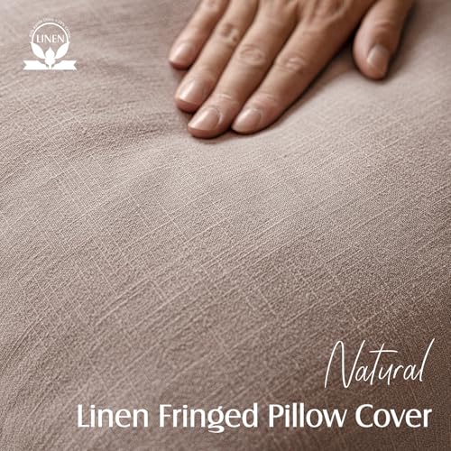 Foindtower Decorative Linen Fringe Throw Pillow Covers Cozy Boho Farmhouse Cushion Cover with Tassels Soft Accent Pillowcase for Chair Sofa Bed Living Room Home Decor, 16×16 Inch,1PC,Dusty Pink - color: Rose Dust, size: 16" x 16" (Pack of 1)