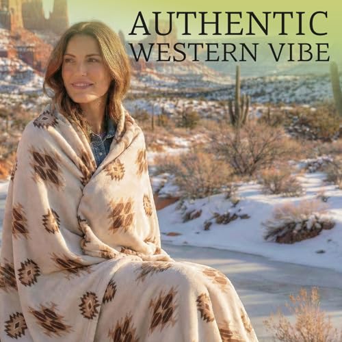 Sacred Thread Aztec Blanket Fleece, Reversible Native American Blanket, Western Throw, Native American Western (Coffee Flannel) (Full (60”x80”)) - color: Coffee Flannel, size: Full (60”x80”)