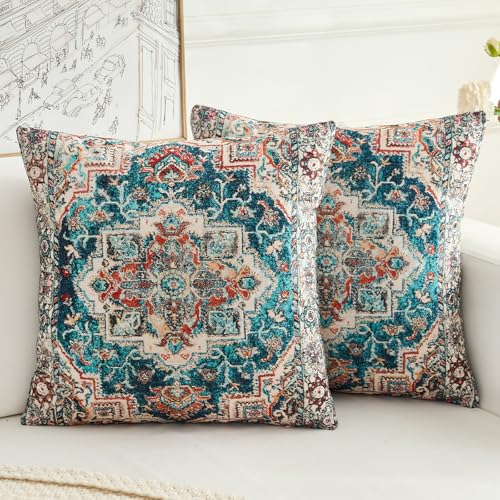 Boho Throw Pillow Covers 16x16 inch Set of 2,Boho Vintage Carpet Pattern Antique Ethnic Decor Double Sided Pattern Cushion Cover Soft Pillow Case Living Sofa Room Bed Square Pillow Cover - color: Boho-11, size: 16" x 16" (Pack of 2)