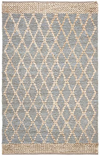 SAFAVIEH Natural Fiber Collection Runner Rug - 2'6" x 8', Light Blue, Handmade Boho Moroccan Trellis Jute, Ideal for High Traffic Areas in Living Room, Bedroom (NF951L)