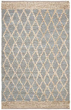 SAFAVIEH Natural Fiber Collection Runner Rug - 2'6" x 8', Light Blue, Handmade Boho Moroccan Trellis Jute, Ideal for High Traffic Areas in Living Room, Bedroom (NF951L)