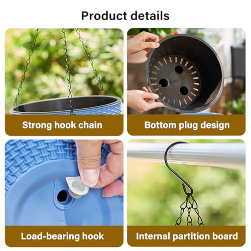 Rattan Styles Hanging Planter Flower Pots Hanging Basket for Indoor Outdoor Plant Home Garden Balcony Decoration - color: Purple