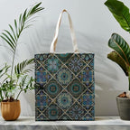 Boho Style Canvas Bag for Women Boho Fashion Tote Bag for Bohemian Lover - color: Turquoisemosaic Bag