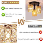Surpars House Boho Rattan Ceiling Light Fixture, Mini Rattan Chandelier Lighting Fixture, Hand Woven Ceiling Light Fixtures for Hallway Bedroom Kitchen Entryway Living Room (Brown) - color: Brown