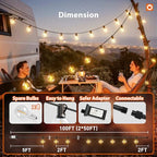 addlon 100FT Outdoor String Lights G40 with Remote, 54 LED Shatterproof Bulbs, Dimmable Patio Globe Lights Waterproof, Hanging Outside Lighting for Backyard, Garden, Deck, Balcony, Porch, Café, Decor - size: 100FT(50 Sockets)