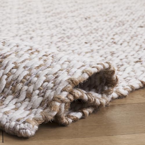 SAFAVIEH Natural Fiber Collection Area Rug - 6' Square, Natural & Pink, Handmade Jute & Wool, Ideal for Living Room, Bedroom, Dining Space (NFB225U) - color: Natural/Pink, size: 6' x 6' (Square)