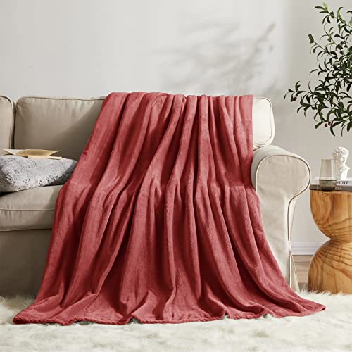KMUSET Fleece Blanket Throw Size Coral Lightweight Super Soft Cozy Luxury Bed Blanket Microfiber - color: Coral, size: Throw(50"x60")