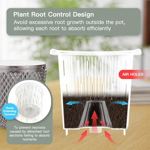QCQHDU Hanging Planters for Indoor Plants, 2-Pack, 7.2 Inch, Gray | Plastic, Self Watering Plant Hanger, with Drainage Holes, 3 Hooks Chains, For Garden Home - color: Gray, size: 7.2in