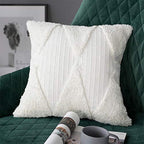 Fennco Styles Handcrafted Tufted Geometric Decorative Throw Pillow Cover 20" W x 20" L - White Cushion Case for Home, Couch, Living Room, Bedroom, Office Décor - style: 20 Inchx20 Inch Pillow Cover